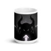 A mug with an image of a demon and a woman.